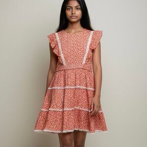 Bardot Junior Girls 18 Red White Eyelet Embroidered Dress Artsy Preppy Old Money